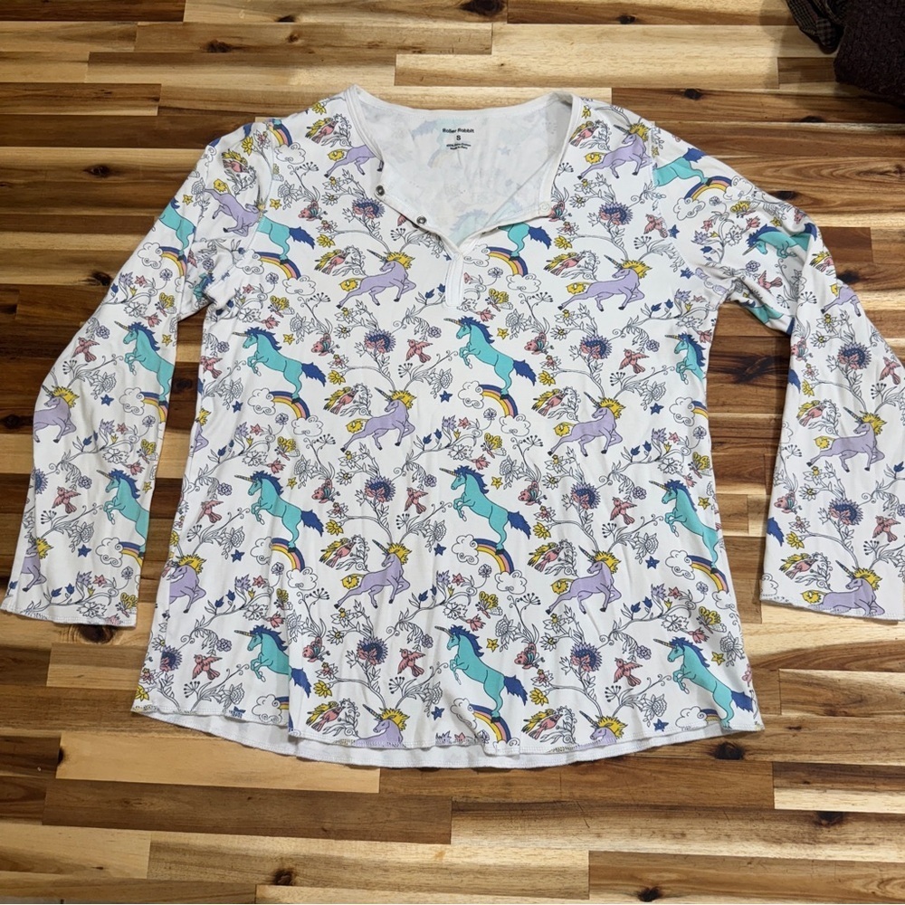 Roller Rabbit Unicorn - Top Only Size Small 100% … - image 1